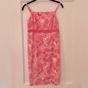 LILLY PULITZER Pink Grrranium Floral Lion Print Midi Sundress Vintage 90's EUC!